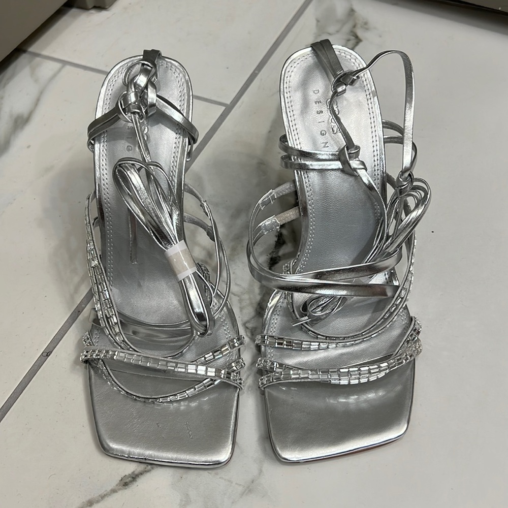 Silver Lace Up Heels